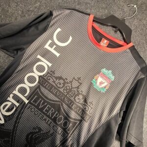 Liverpool FC Soccer Jersey Mens XL Black Grey Striped Training Shirt